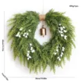 Corona de cedro navideña con bayas blancas y campana de bronce, decoración de puerta - Corona de Corazón de 50CM