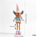 Renna di Natale peluche telescopico decorazione vista dettagliata con dimensioni e peso. - Renna Rosa Bianco e Verde (5)