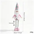 Christmas telescopic plush Santa doll, pink checkered holiday decoration, 54cm tall. - Pink and White Plaid Santa Claus (6)