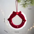 Noel velours peluche suspendu couronne mini ornement rouge blanc decoration sapin - Pendentif Couronne Nœud - Rouge