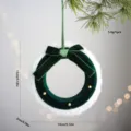 Noël velours peluche couronne suspendue décoration arbre ornement avec nœud perles - Pendentif Couronne Nœud - Vert