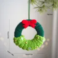 Pendentif de couronne de Noël en peluche artisanale fil vert décoration à suspendre - Pendentif Couronne - Vert