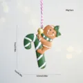 Christmas Resin Gingerbread Man Hanging Ornament Green Candy Cane Tree Decoration - Gingerbread Man Climbing Cane (6)