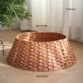 Plastic Wicker Christmas Tree Collar Basket Skirt Base Holiday Tree Floor Decoration - L / Brown