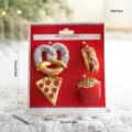 Kerst mini voedsel ornamenten set pretzel hotdog pizza frietjes decoratie ophang kaart - Stijl J Taart Combinatie