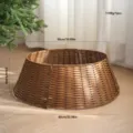 Brown Plastic Wicker Christmas Tree Collar, Rattan Basket Skirt for Holiday Decor - Large (Fine Wicker) / Brown
