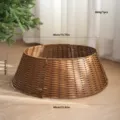 Plastic rattan Christmas tree collar brown wicker basket minimalist tree skirt base decor - Small (Fine Wicker) / Brown
