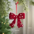 Ornamento fiocco rosso in velluto natalizio per decorazione albero di festa festiva. - Fiocco floccato rosso