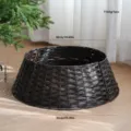 Plastic rattan Christmas tree collar dark brown base skirt holiday decor size 65x50x22cm - L / Coffee