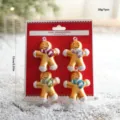Kerst miniatuur peperkoek man hangende ornamenten set met bijbehorende display kaart - Stijl O Peperkoekman Combinatie