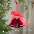 Ciondolo campana natalizia in velluto rosso nordico con nastro decorazione albero - Campana Fioccata Rossa