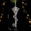 Ornement Suspendu d'Arbre de Noël en Cristal Pendentif Couronne Transparent Paillettes - Clé Type A