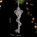 Ornement suspendu de sapin de noël clé en cristal transparent avec sequins roses, déco chic. - Clé Type B