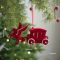 Natale rosso velluto cavallo alato carrozza appendiabiti decorazione albero 15cm - Carrozza Fioccata Rossa