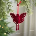 Decorazione natalizia con angelo in velluto rosso per albero, pendente festivo elegante. - Ragazza Farfalla Fioccata Rossa