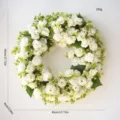 Printemps été couronne de fleurs de roses artificielles décoration de mariage 45cm - Couronne Blanche