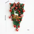 Christmas teardrop swag artificial pine branch with red bows balls and deer decor - Upside Down Tree Reindeer Style