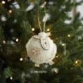 Pendente Albero di Natale Pecora in Feltro Decorazione Appendere Graziosa Festa 1Pz - Statuetta di Piccola Pecora Beige