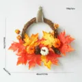 Autumn Thanksgiving wreath with maple leaves pumpkins pinecones for front door decor 1pcs - Maple Leaf Pumpkin Autumn Wreath Style A
