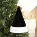 Black Santa Hat Short Plush Adult Christmas Party Hat Festive Holiday Decoration Variant - Kids / Black Thickened Short Plush