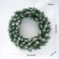 Christmas artificial green pine wreath with white snow tips for holiday party door decoration. - 50cm