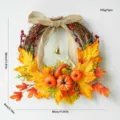 Autumn Thanksgiving decorative wreath with maple leaves pumpkins and bow for home decor 30cm - Maple Leaf Pumpkin Autumn Wreath Style B