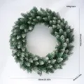 Snow-tipped green Christmas wreath, 60cm diameter festive door hanging decoration pendant. - 60CM