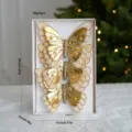 Christmas double layer glitter butterfly clips set 3pcs gold holiday tree hanging decoration - Diamond Velvet Butterfly / Set of 3 / Gold
