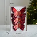 Christmas double layer butterfly clip tree hanging ornament glitter mesh decor 3pcs - Diamond Velvet Butterfly / Set of 3 / Burgundy