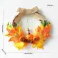 Halloween Thanksgiving autumn wreath decoration with burlap bow maple leaves and pumpkin props - Maple Leaf Pumpkin Autumn Wreath Style E