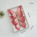 Lot de 3 pinces papillon rose pailleté, ornements en résille pour sapin de Noël. - 3 Pièces/Paquet / Papillon en Velours (Rose)