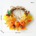 Fall autumn wreath with maple leaves pumpkins and pine cones for Thanksgiving decor. - Maple Leaf Pumpkin Autumn Wreath Style F