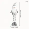 Peluche de gnome de Noel avec de longues jambes telescopiques bonnet tricot et corps carre. - Bonhomme de neige télescopique rayé gris et blanc
