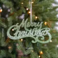 Green Glitter Merry Christmas Letter Hanging Ornament Christmas Tree Decoration Pendant - Green