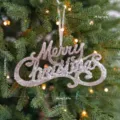 Glitter Merry Christmas hanging letter sign pendant for holiday tree decoration SKU variant. - Champagne