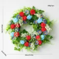 Independence Day artificial flower wreath red white blue hydrangea door hanging decor 40cm - Independence Day Wreath 40cm