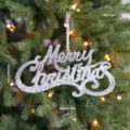 Silver glitter Merry Christmas hanging ornament for holiday tree decoration and festive party props. - Silver