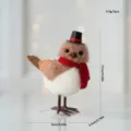 Cute Christmas bird figurine ornament with top hat and red scarf, perfect for indoor decor. - Bird Style B
