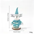 Père Noel renne en peluche tricotée ornement de vacances avec bonnet écharpe 28cm - Poupée télescopique tricotée bleue