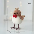 Flocked small bird decoration with gold crown and red bow tie for holiday table decor. - Bird Style C