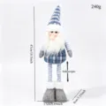 Adorable Poupée de Gnome de Noël Télescopique en Tricot Décoration Festive Scandinave - Père Noël télescopique à chapeau rayé bleu
