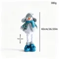 Poupée bonhomme de neige en peluche télescopique décoration de Noël hiver 42 cm chic - Bonhomme de neige télescopique en tricot bleu