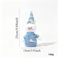 Poupée bonhomme de neige en tissu tricoté décoration de Noël style nordique peluche bleue. - Bonhomme de neige de Noël à chapeau rayé bleu