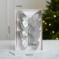 Hermoso conjunto de 3 clip de mariposa brillantes de doble capa para árbol de Navidad - Mariposa de Terciopelo de Diamante / Juego de 3 / Plateado
