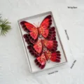 Clips de papillon pailletés rouges décorations d'arbre de noël lot de 3 pièces déco - 3 Pièces/Paquet / Papillon en Velours (Rouge Vin)