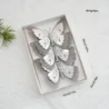 Pinces papillon pailletées argentées décoration sapin de noël boîte cadeau maille lot de 3 - 3 Pièces/Paquet / Papillon en Velours (Argent)