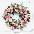 Couronne florale artificielle rose pivoine guirlande printemps mariage décoration murale - Couronne de roses / Rose