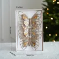 Navidad doble capa purpurina malla mariposa clip colgante 3pcs dorado decor - Clip de Mariposa de Malla / Juego de 3 / Dorado