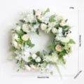 Artificial Peony and Hydrangea Flower Wreath Home Wall Hanging Wedding Party Decor 40cm - Champagne White