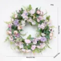 Artificial flower wreath peony hydrangea floral home decor for party hanging decoration. - Light Purple